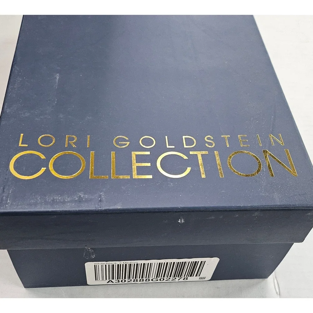 Lori Goldstein Collection Newlyn White Black Leather Slip On Sneaker 5M‎ A302888